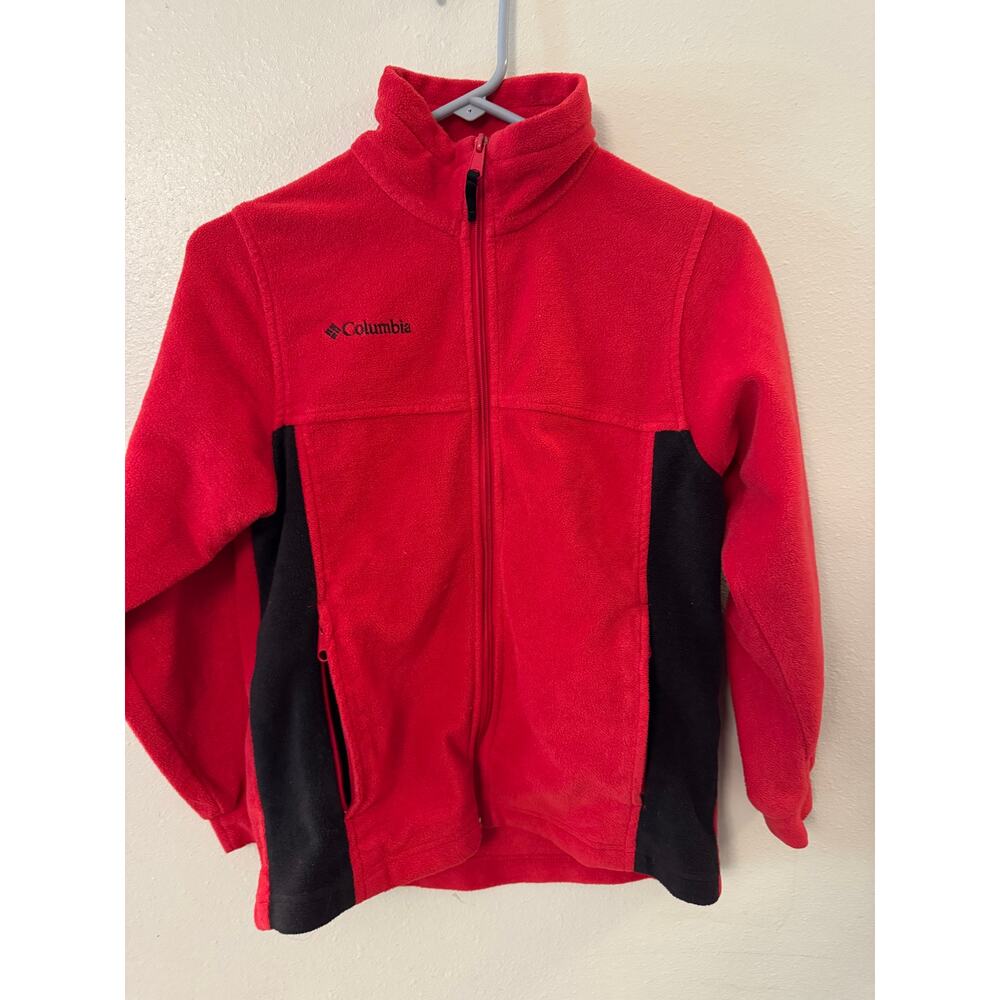 Columbia zip up jacket youth 10/12 black and red